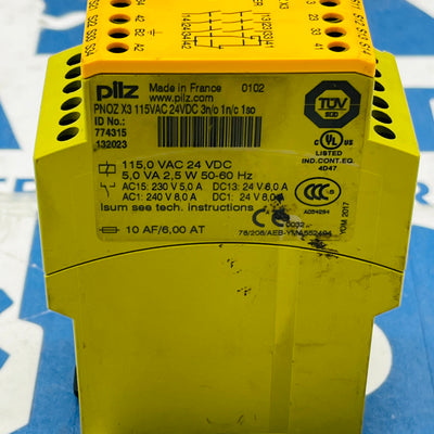 PNOZ X3 115VAC 24VDC 3N/O 1N/C 1SO