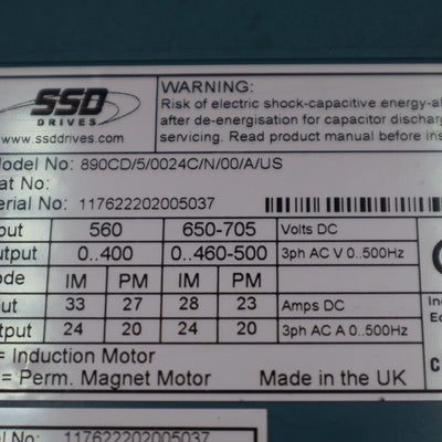 PARKER SSD DRIVES 890CD/5/0024C/N/00/A/US