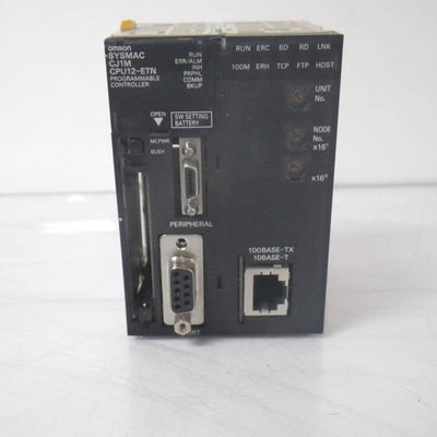 Omron CJ1M-CPU12ETN | Cpu 10k Steps Program 32k Words Data Memory, 320 I/o Max, Serial Plc Link, Ethernet Port (100base-tx) Repair Service